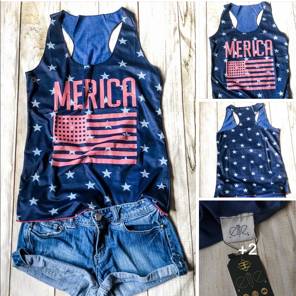 Super cute... “Merica” Racerback Tank!
